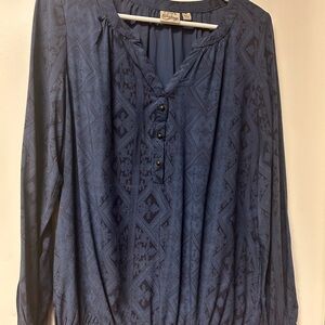 Como Vintage Women’s Blue Patterned Blouse Medium